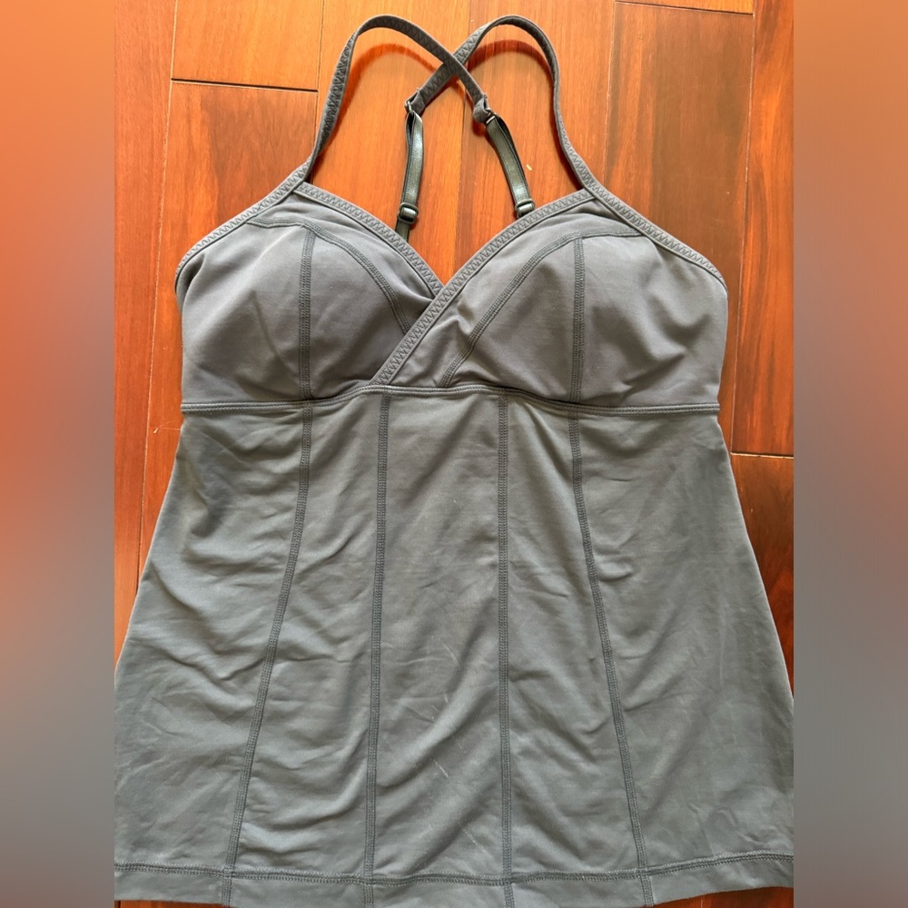 Grey Lululemon cross strap tank top
